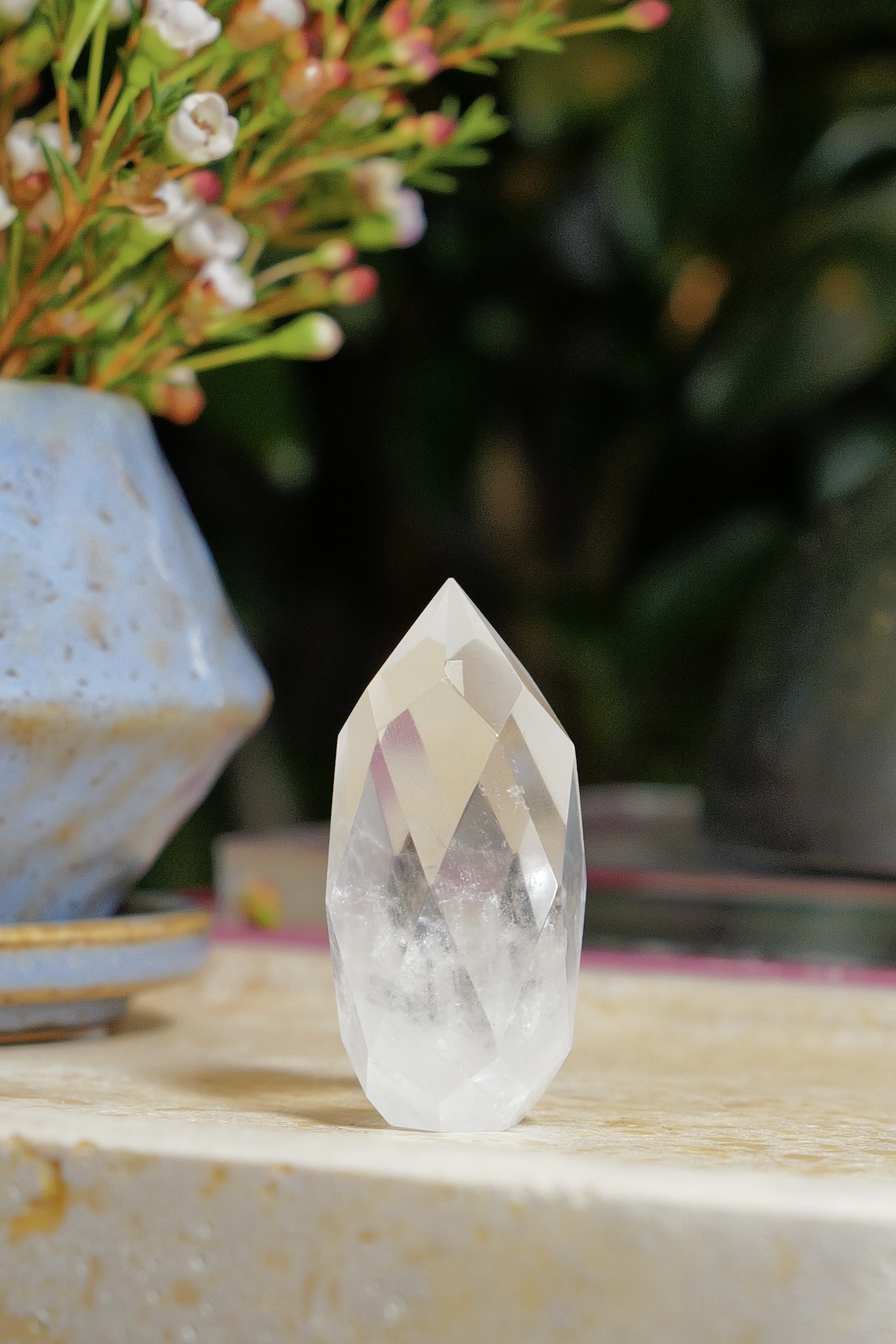 ༒  鑽石切6.4cm白水晶柱༒ a072HmMG53-RA1*19S