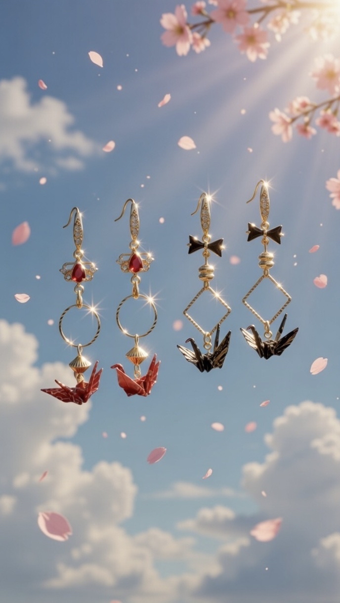 和風日系紅/黑紙鶴耳環🇯🇵