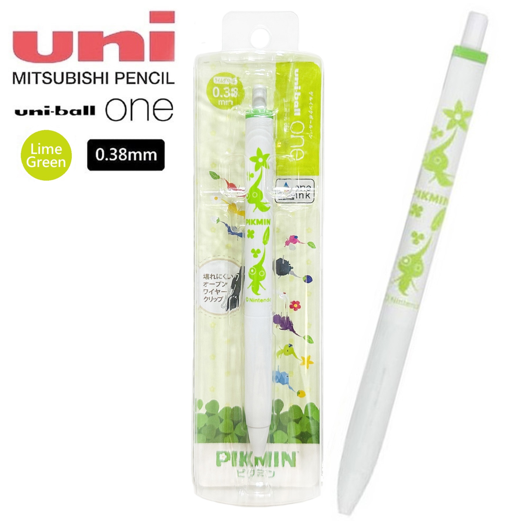 現貨｜皮克敏 Pikmin 三菱 uni-ball one 日本製 0.38mm 檸檬綠 Lime Green 啫喱筆 (706487)