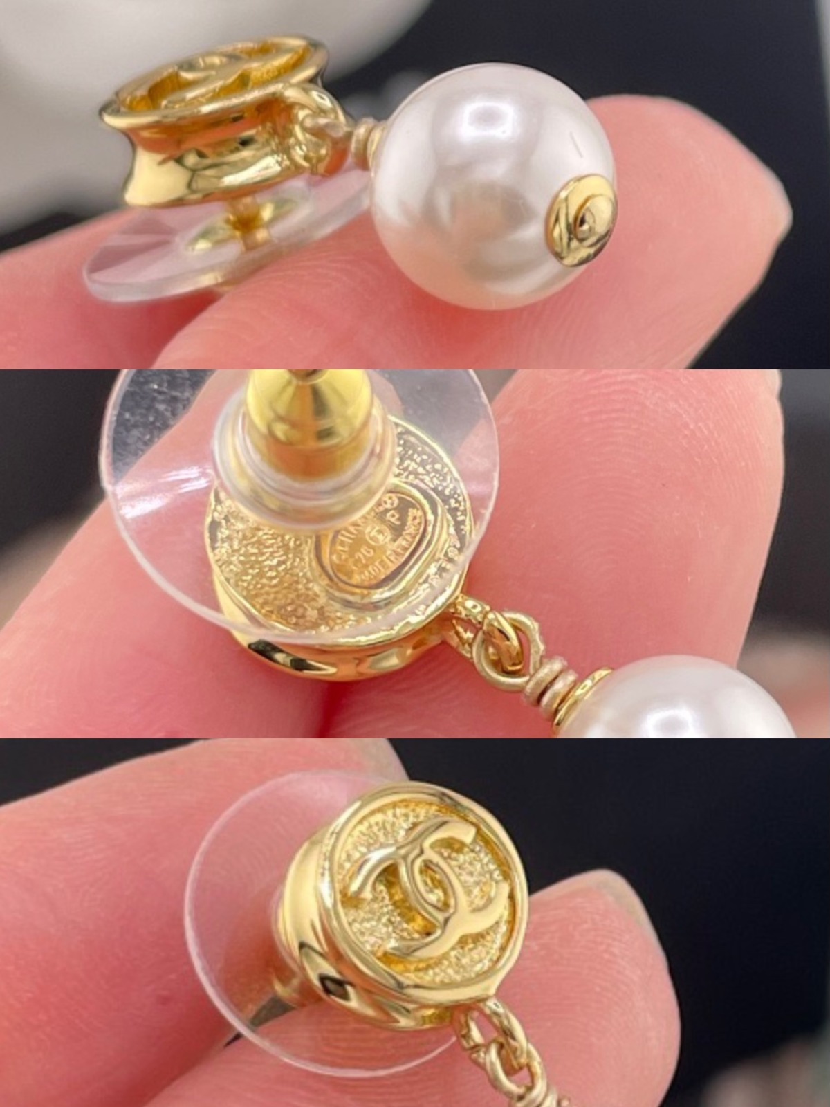 【原單】CHANEL CC金幣珍珠吊墜耳環-連禮盒