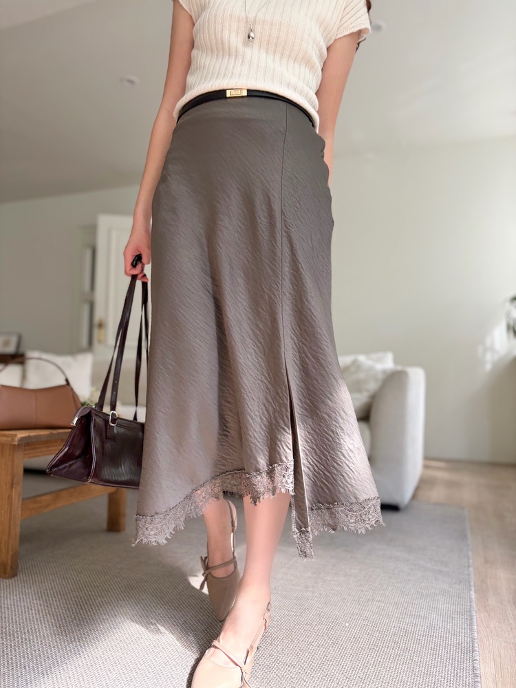Lacie Asymmetric Skirt (Brown)