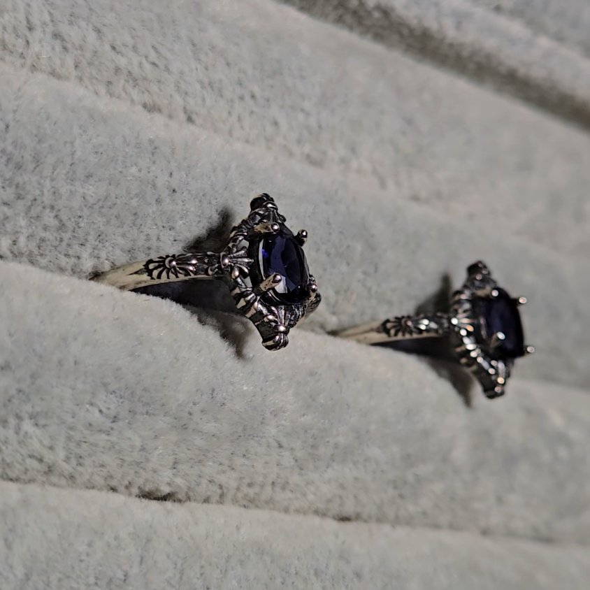 Iolite rings in adjustable sterling silver - JW35