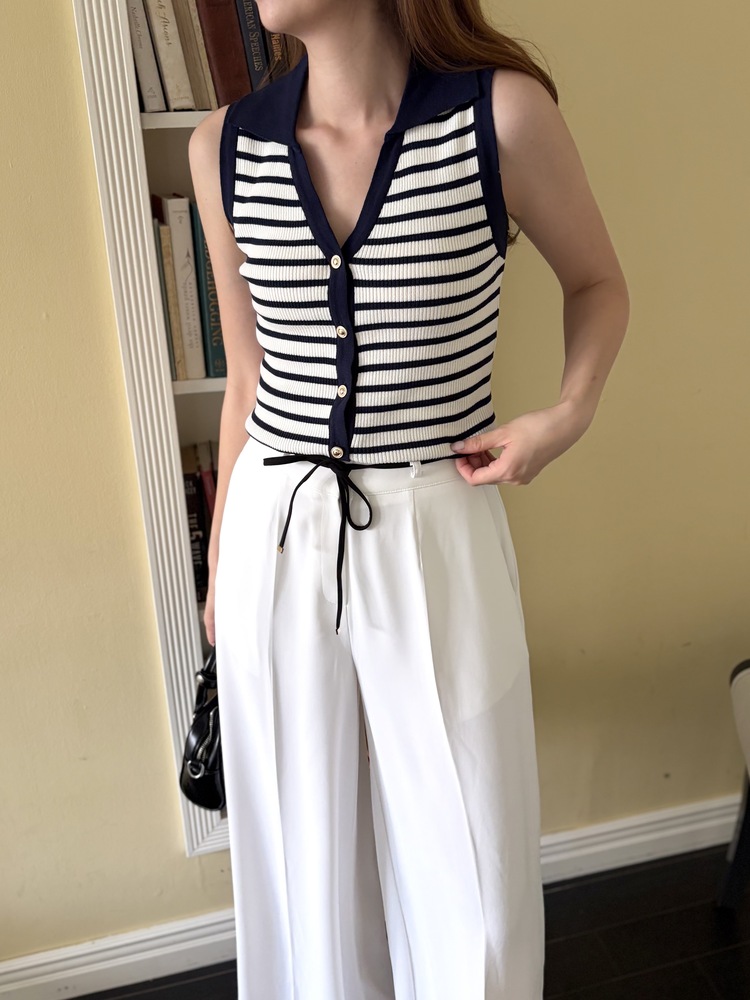 The Effortless Stripe Vest (Navy)