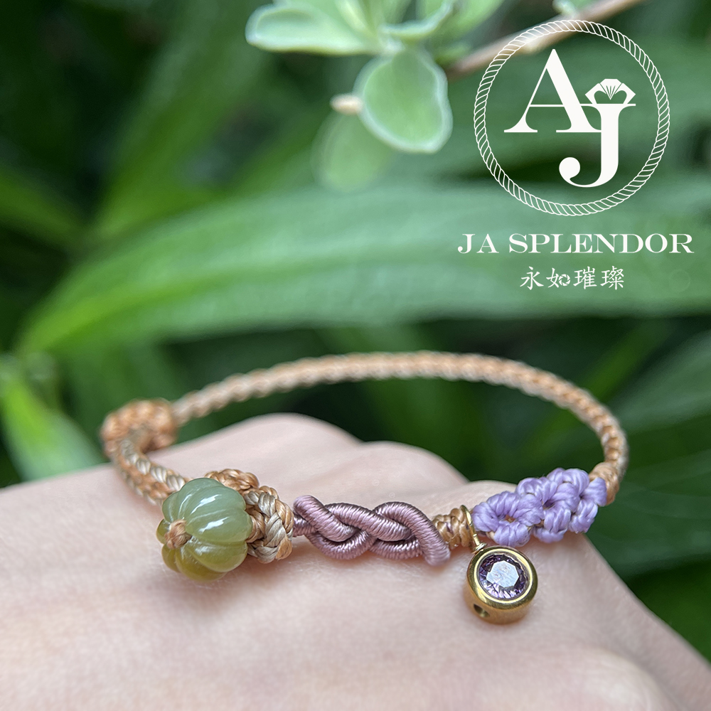 FBG26-H02 天然翡翠A玉 黃翡雙色花開手繩（私人訂制）