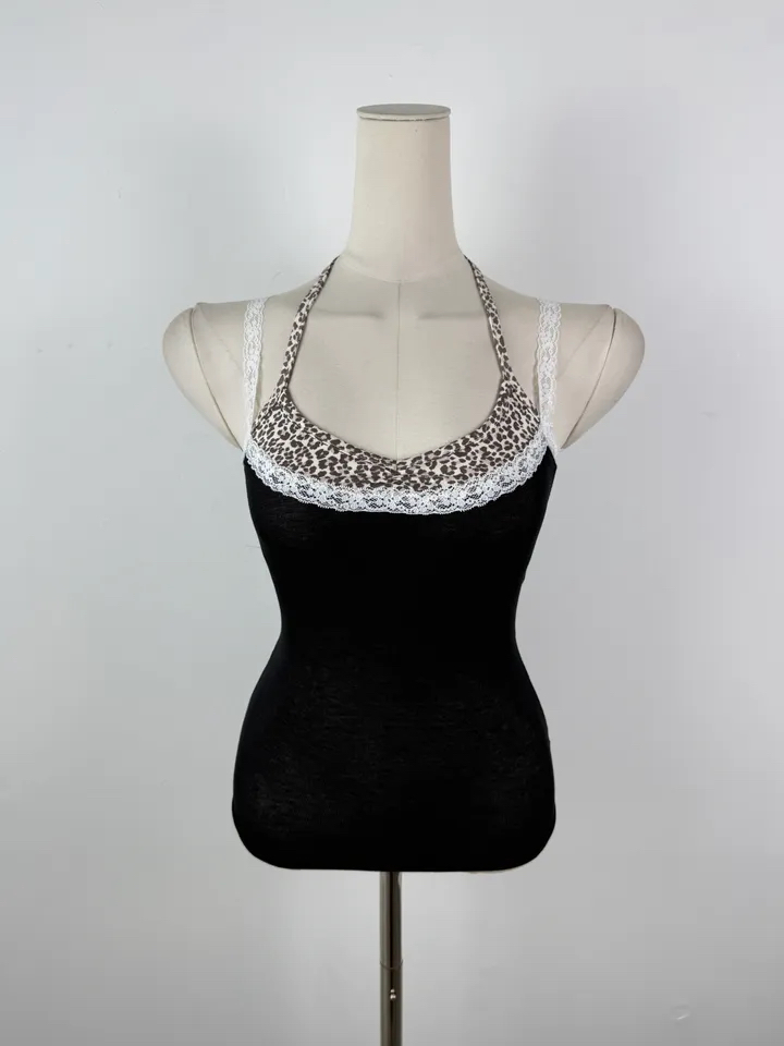 Leopard Patchwork Halter Cami Top