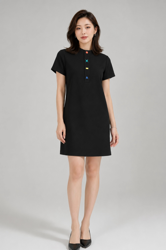 32941 Everyday Ease Embroidered Shift Dress