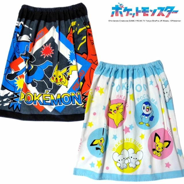 日本直送 Pokémon 寶可夢圖案裹巾 純棉沙灘浴巾 (60×115cm)