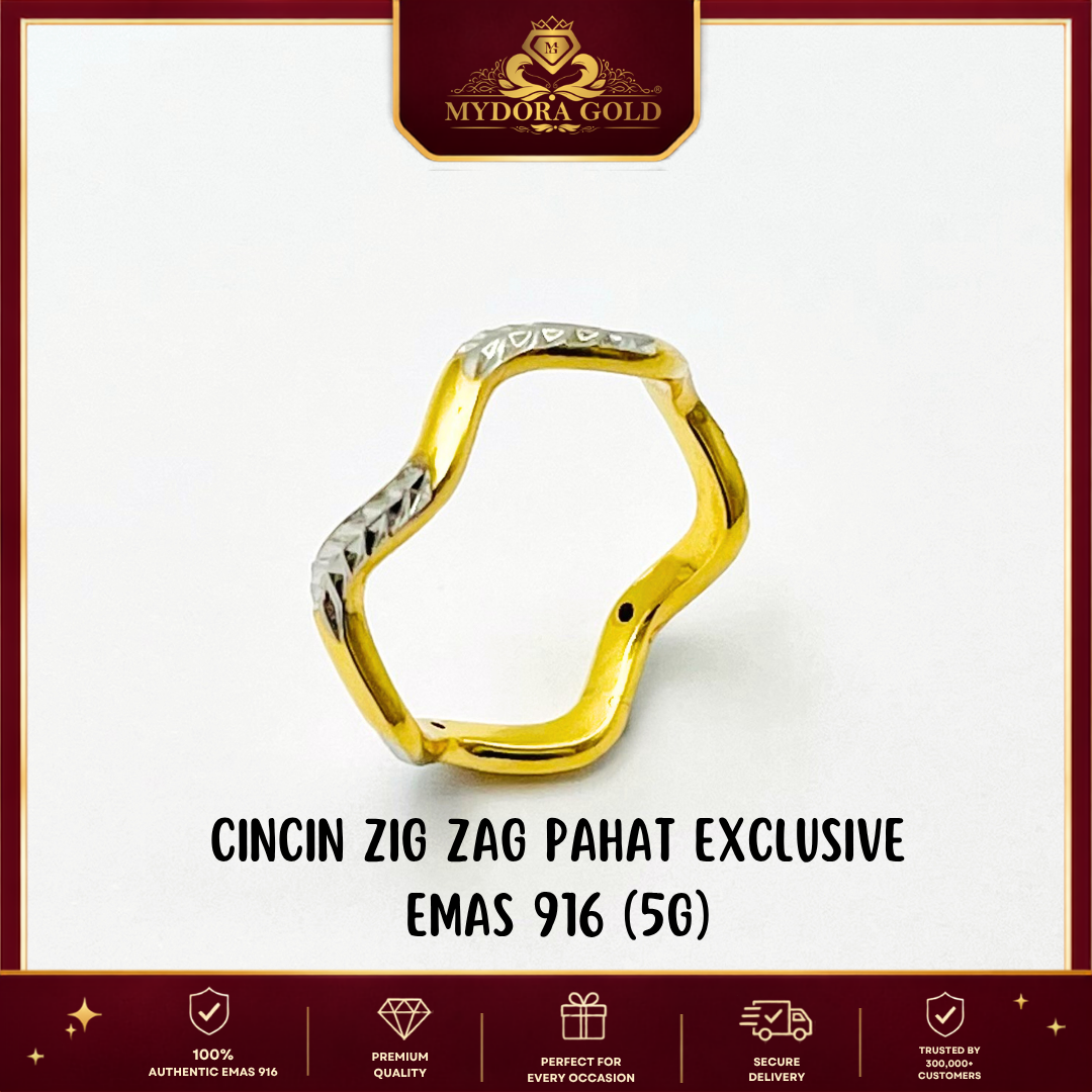 MYDORA Cincin Zig Zag Pahat Exclusive (5G) l EMAS 916/22K