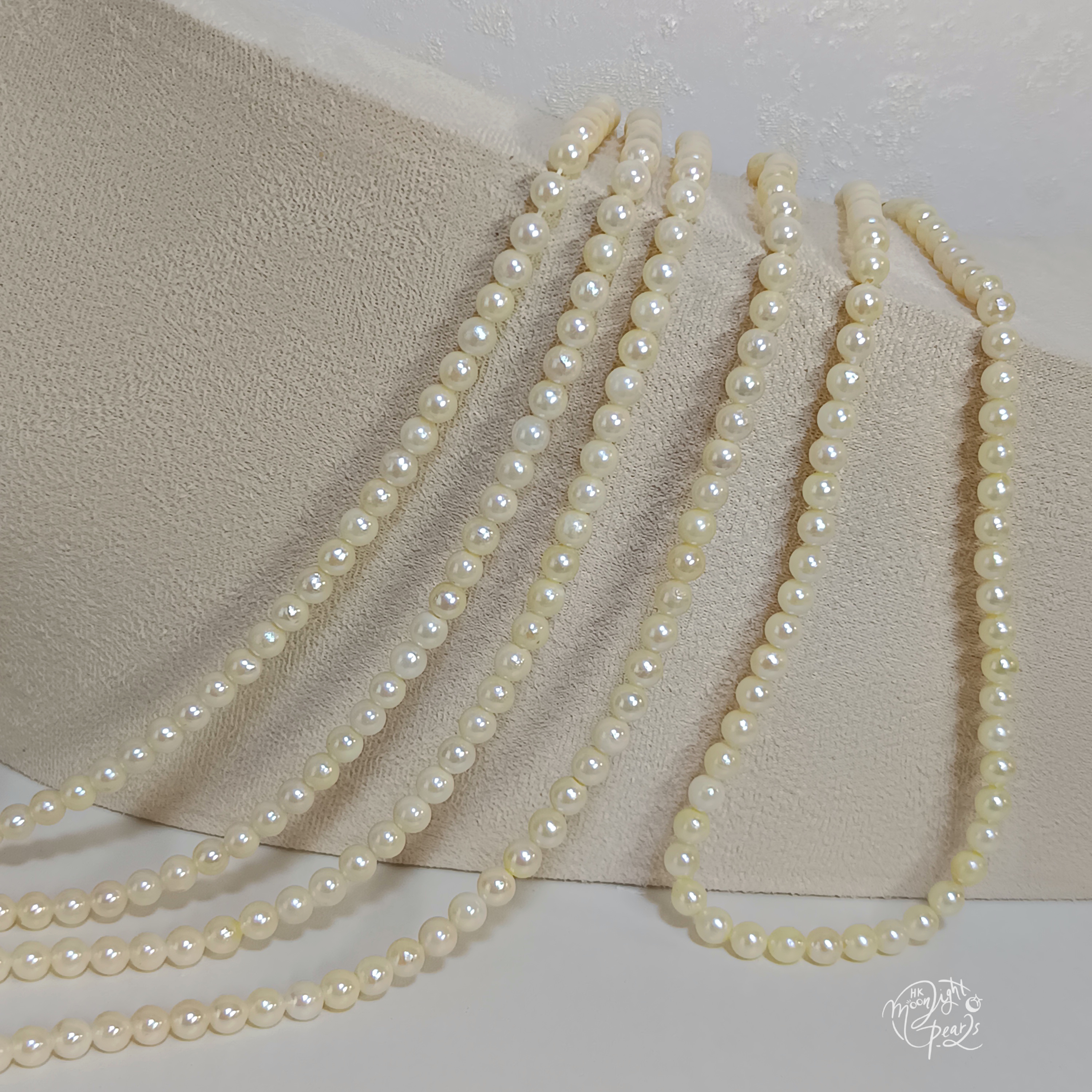 正圓強光日本akoya天然奶油金色海水珍珠注金圓環雙扣鎖骨鍊