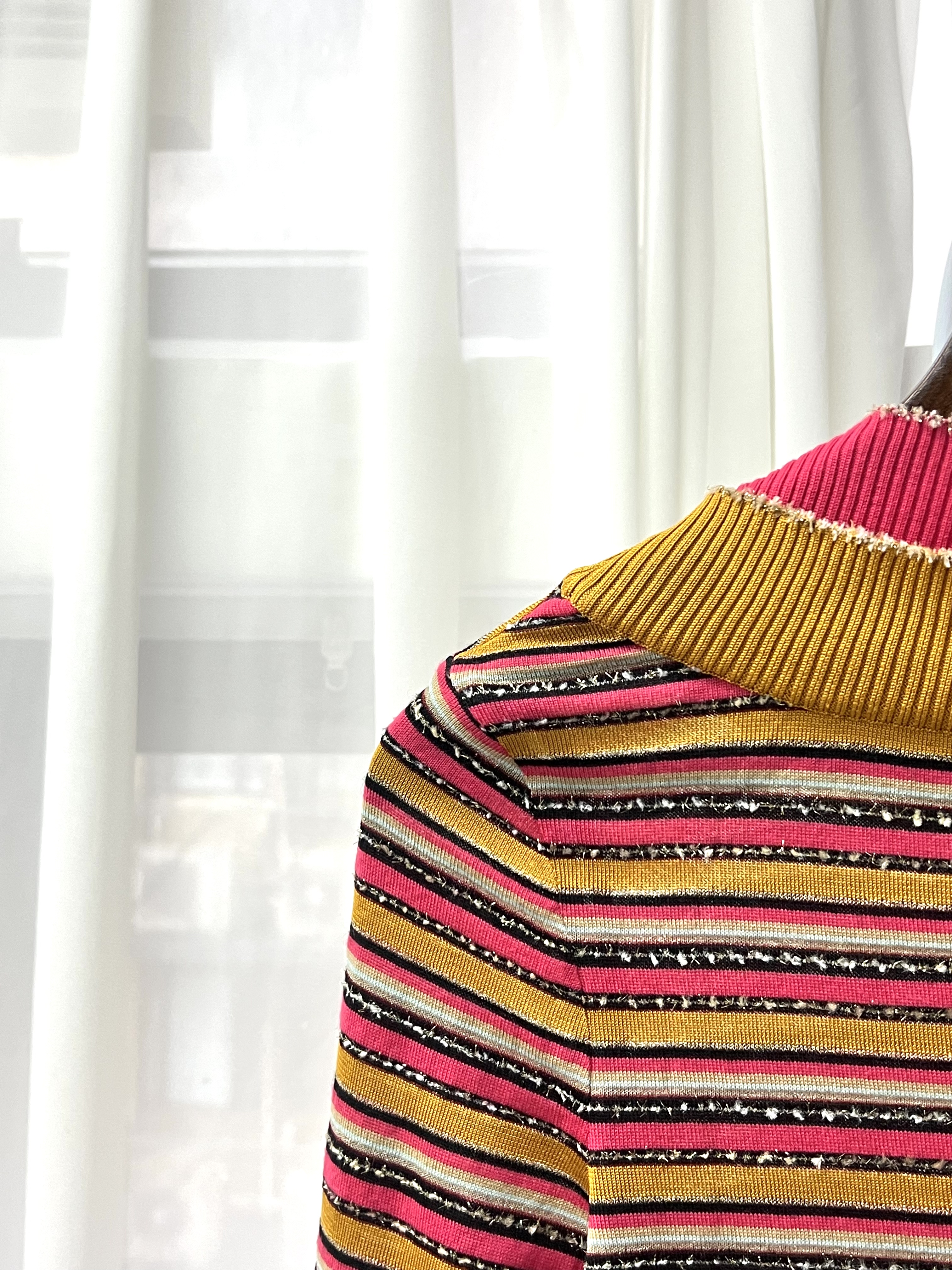 Pre-Owned CHANEL Striped Knit Mock Neck Sweater / Product Code: 26051906