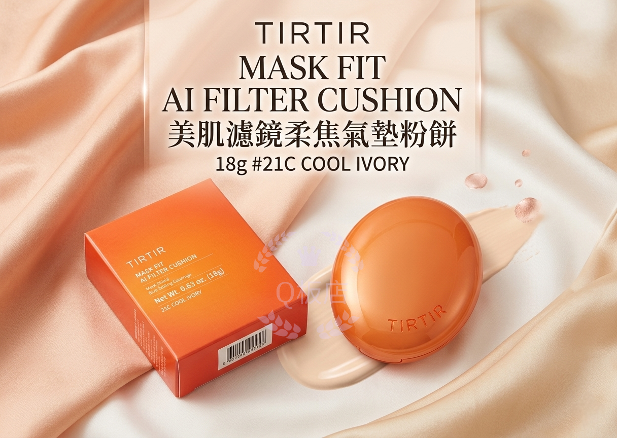 TIRTIR MASK FIT AI FILTER CUSHION 美肌濾鏡柔焦氣墊粉餅 18g #21C COOL IVORY