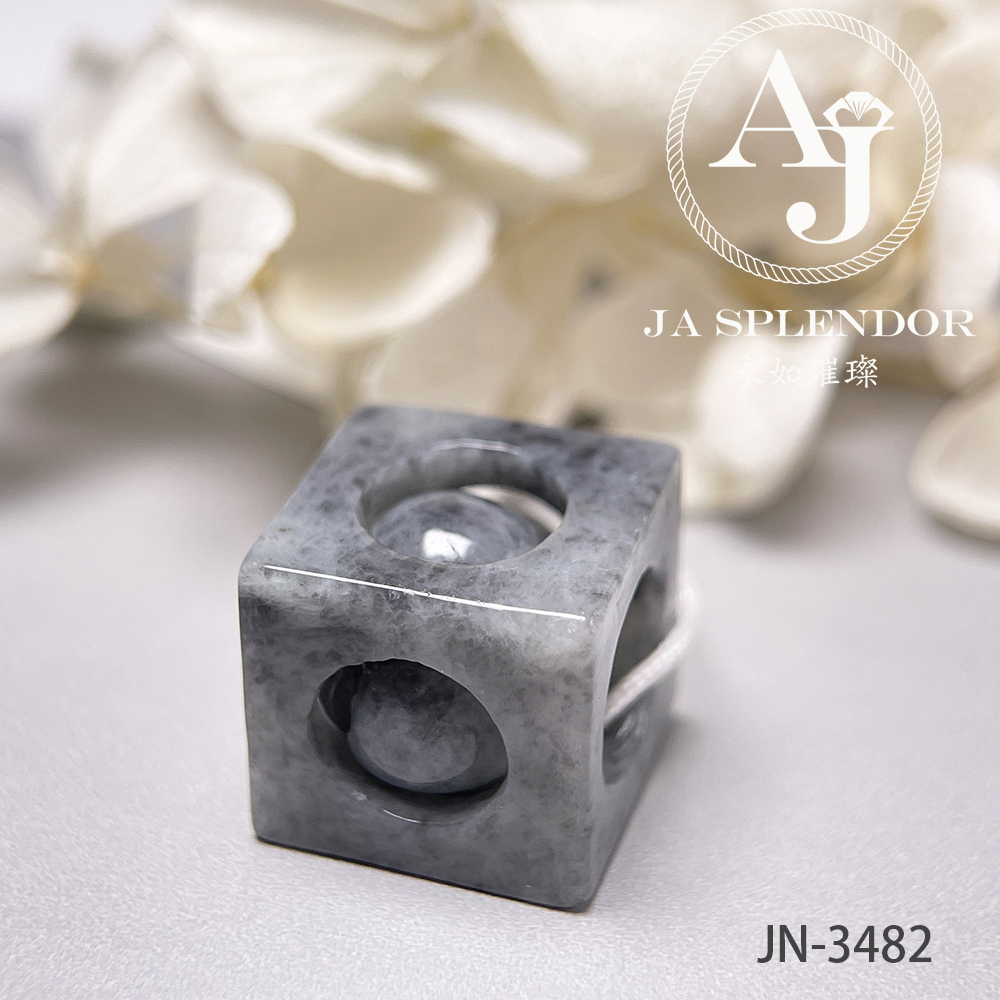 JN-3475/81/82/84 天然翡翠A玉 烏鷄招財進寶骰子吊墜