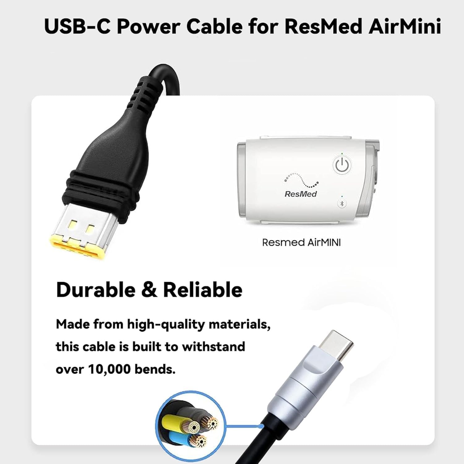USB Type C Power Adaptor for RESMED AIR MINI CPAP machine
