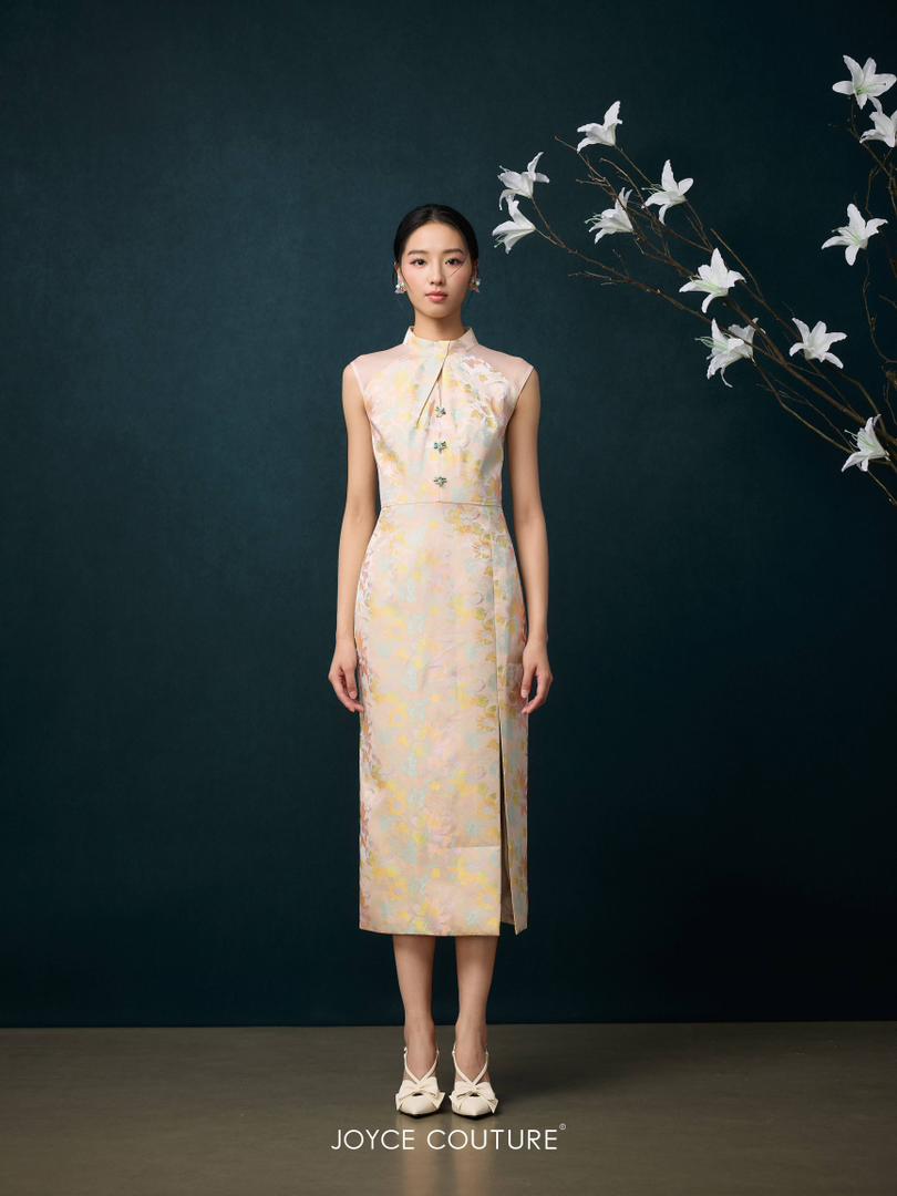 绿色玻璃钮扣旗袍 D0360