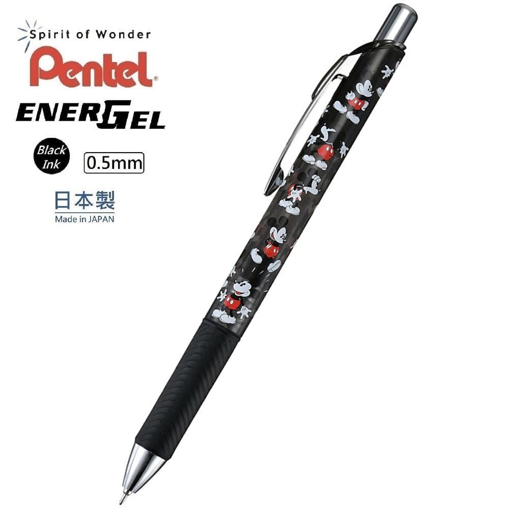 現貨｜【日本 Disney Store 限定】Mickey Mouse 米奇老鼠 日本製 Pentel EnerGel 0.5mm 黑色 啫喱筆 208865