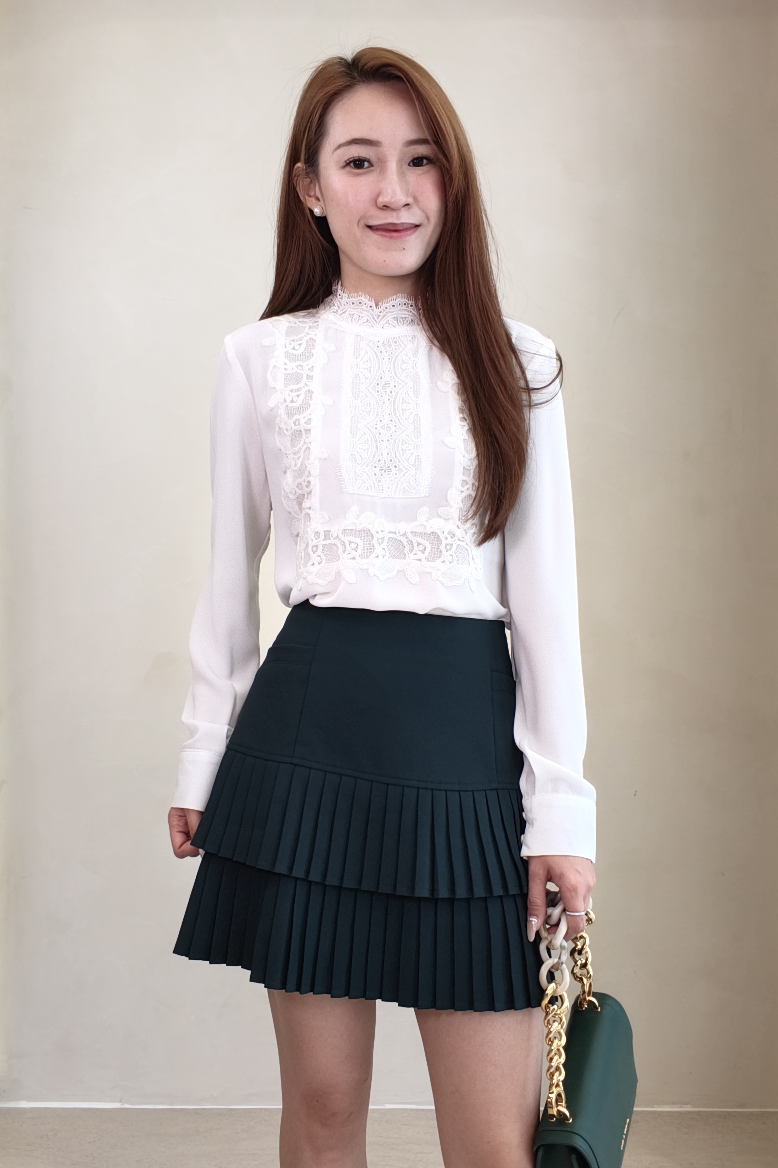 67673 Elise Double Pleated Mini Skirt