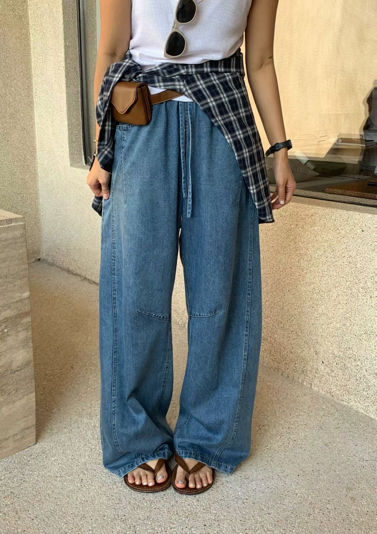 橡筋腰3D cut 薄闊牛