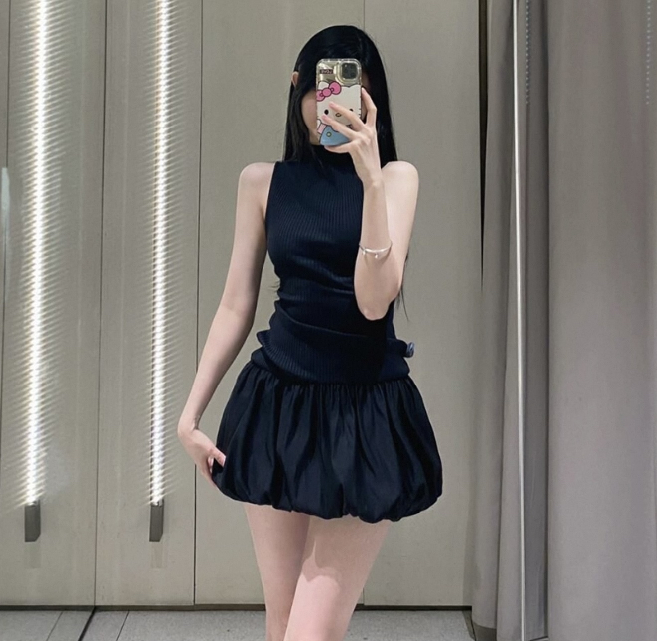 SK220段面泡泡蓬蓬短裙