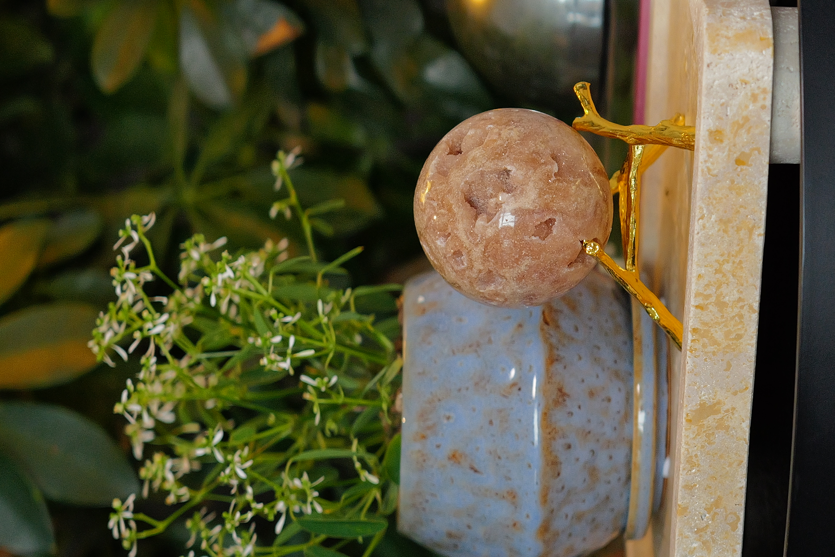 ༒ 6.7cm粉紅紫水晶 晶牙晶洞球༒ PA*7038CA8G3ms-RA19*5ET