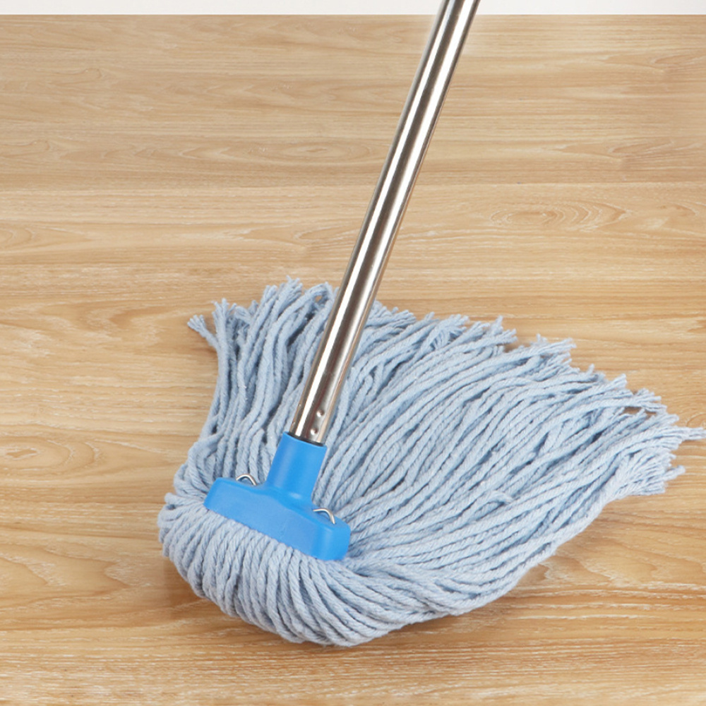 2x 加厚棉線拖把 藍色 不鏽鋼拼接桿拖把+替換拖把頭 2個一套 UB0281