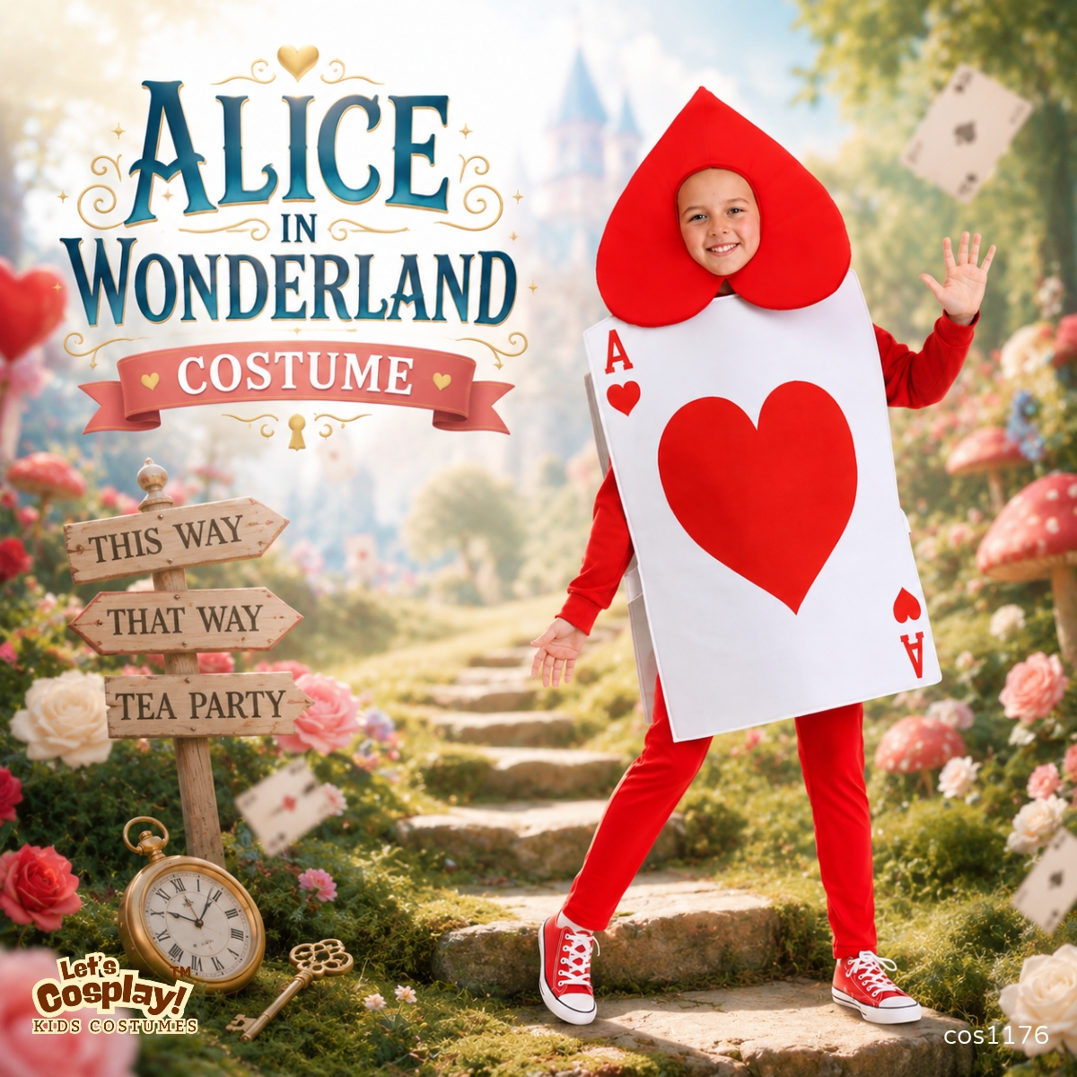 香港現貨 兒童紅心撲克牌士兵表演服 Alice in Wonderland Costume World Book Day Costume 萬聖節親子衣服 Lets Cosplay