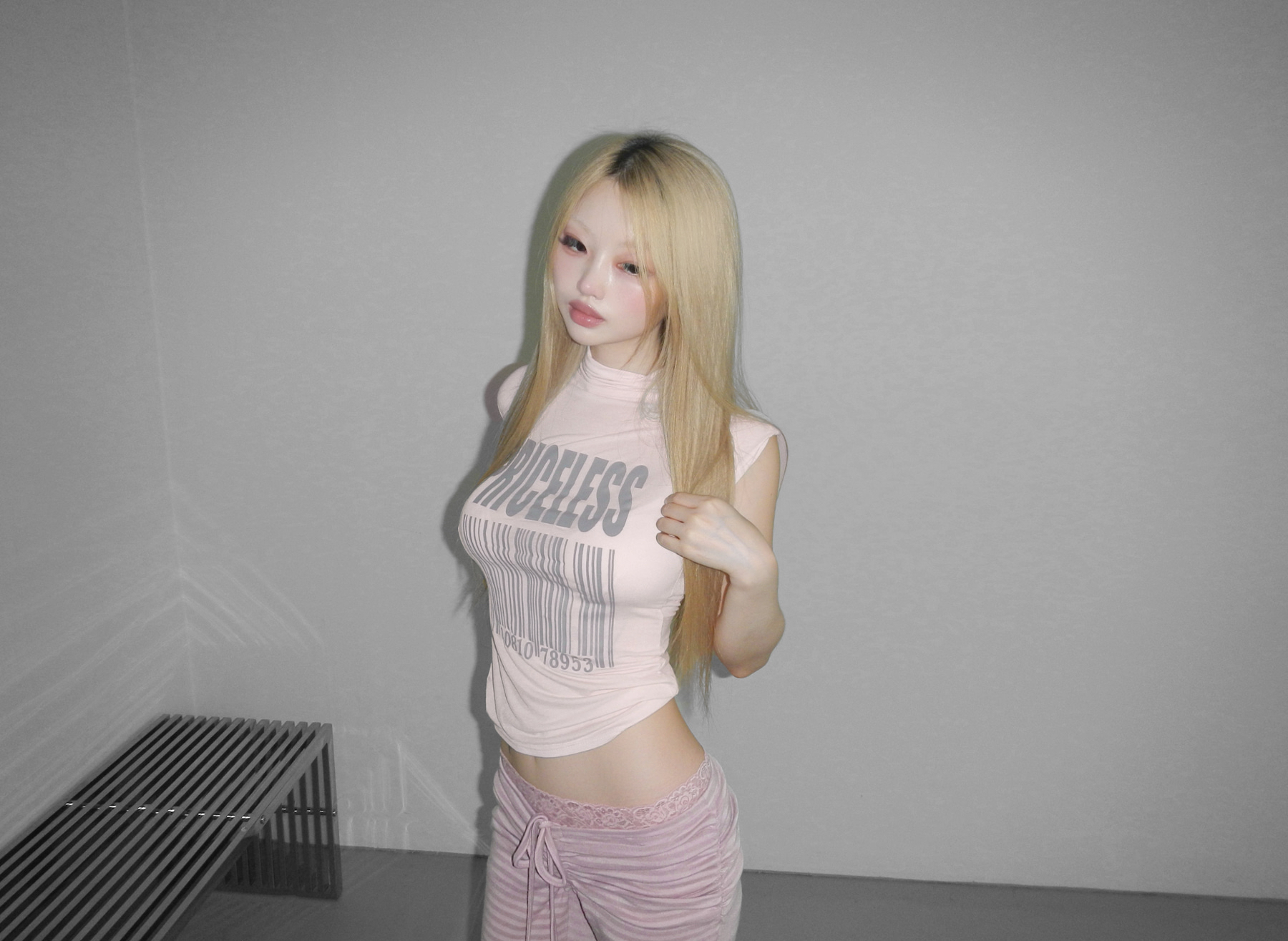 Mock Neck Slim-Fit Graphic Top