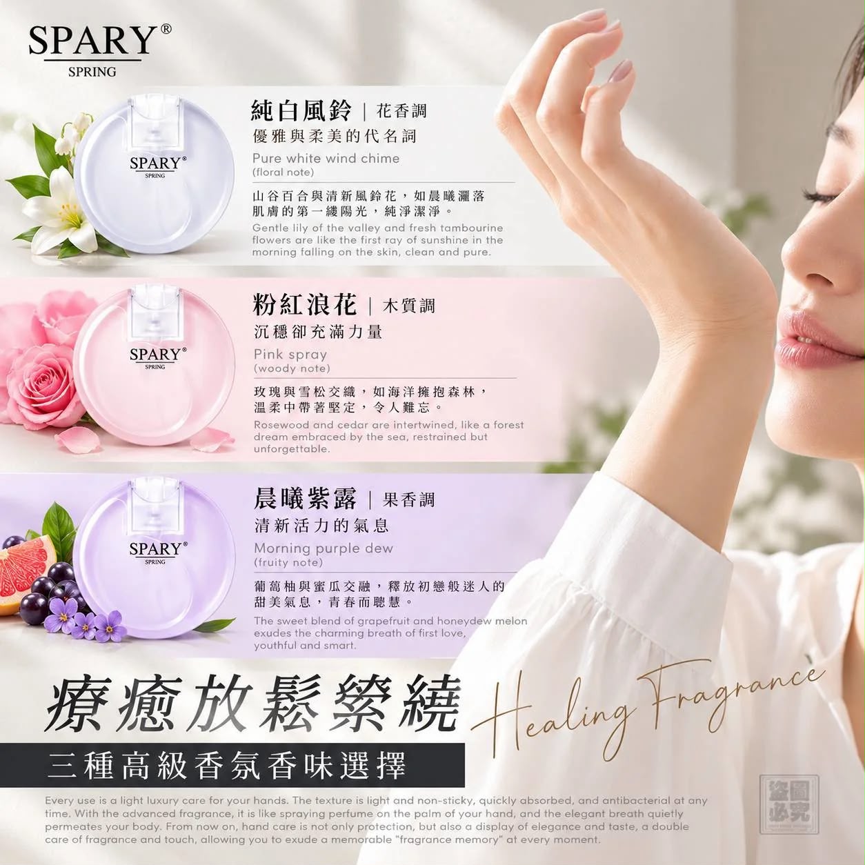 (台灣製)SPARY 香水款保濕抑菌護手霜噴霧