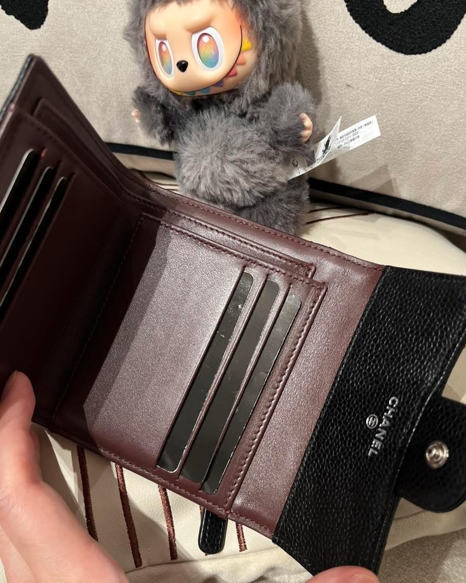 Chanel classic wallet 黑色魚子醬牛皮銀扣經典短銀包100%Authentic,99%new ✅新晶貼✅Dust bag✅ box