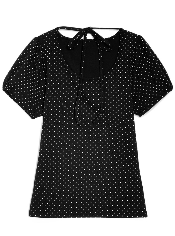 波點領絲帶上衣 [ru1449]