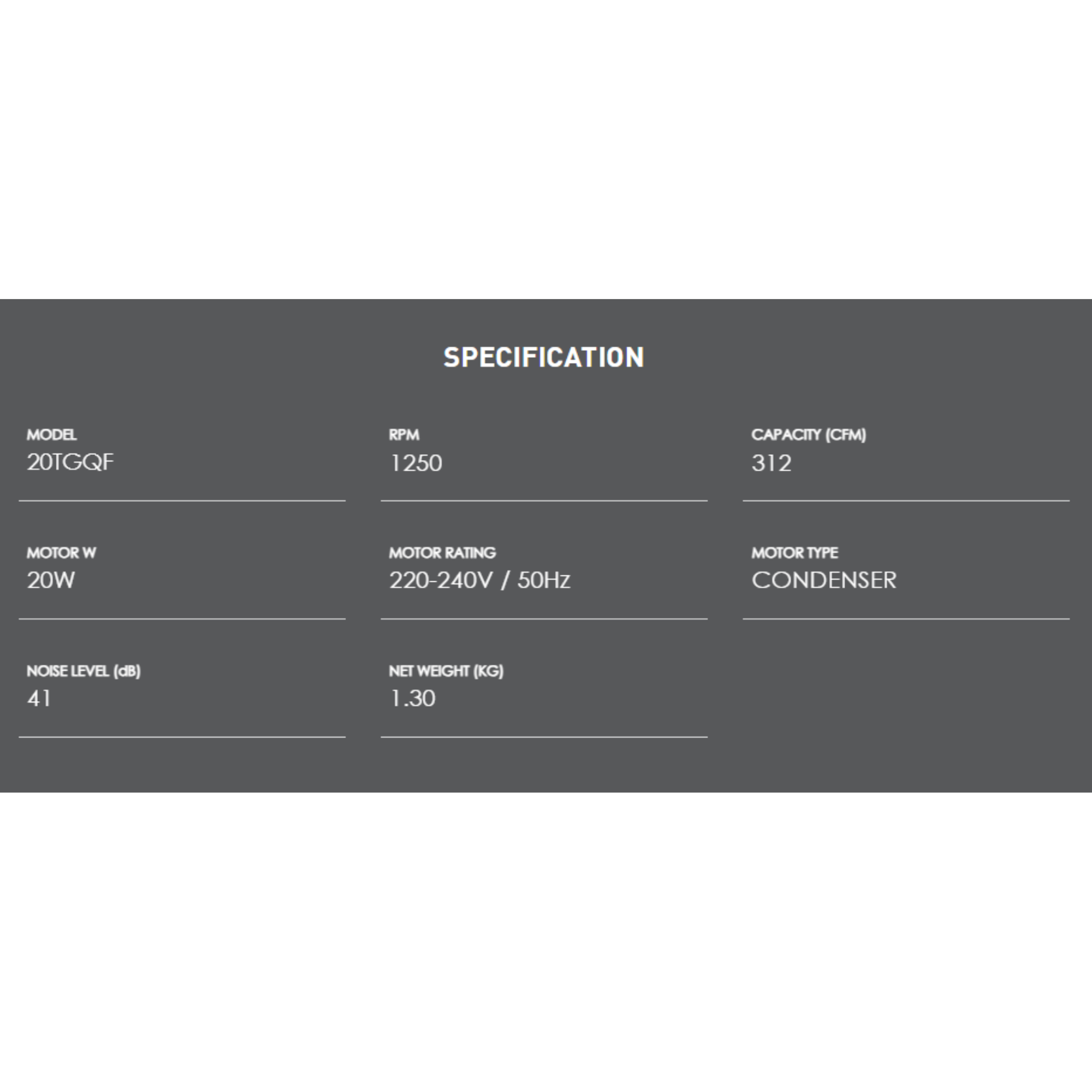 KDK 8" Ceiling Mount Ventilating Fan (20TGQF)