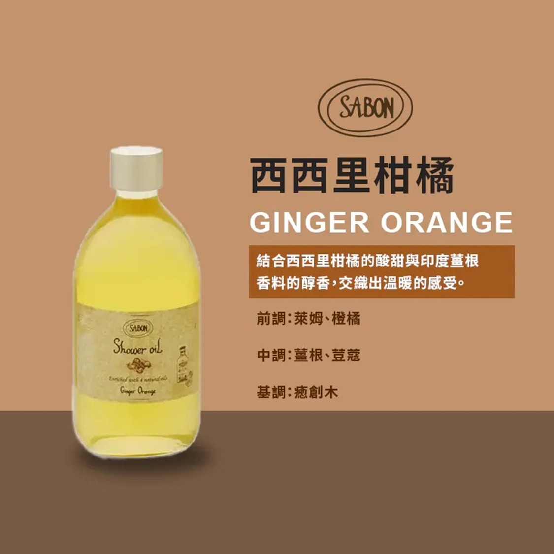 $138支 ,2支以上$128盒,SABON - Ginger Orange薑橙沐浴油(500ml)