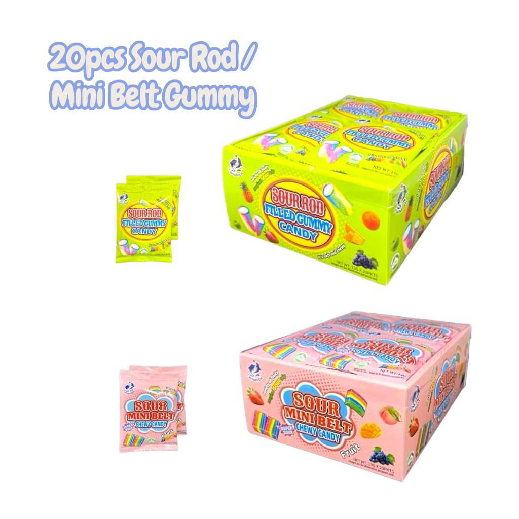 20pcs Twinfish Sour Rod Filled Gummy / Mini Sour Belt Chewy Candy (HALAL)
