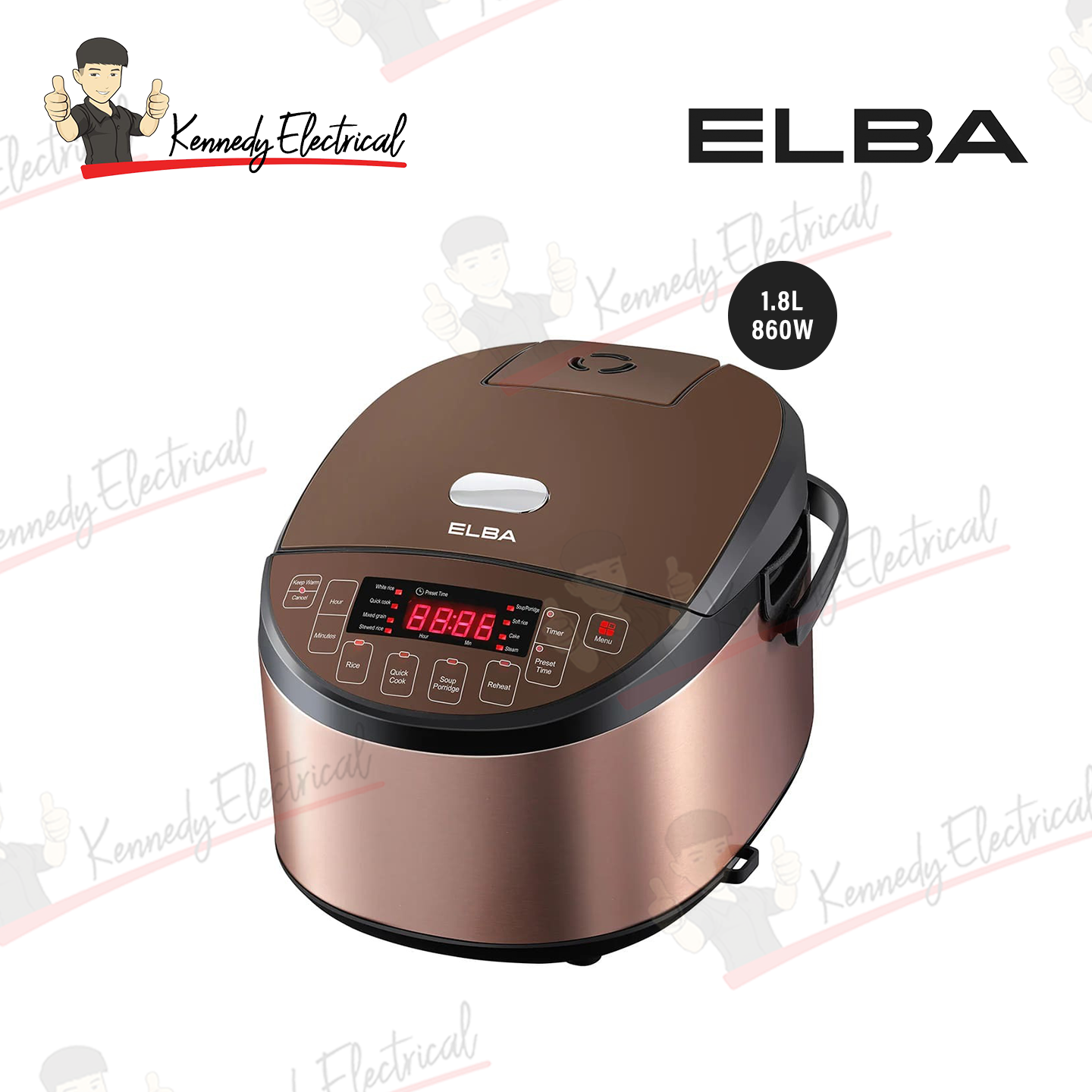Elba 1.8L Microcomputer Non-Stick Inner Pot Rice Cooker ERC-N1890D(BR)
