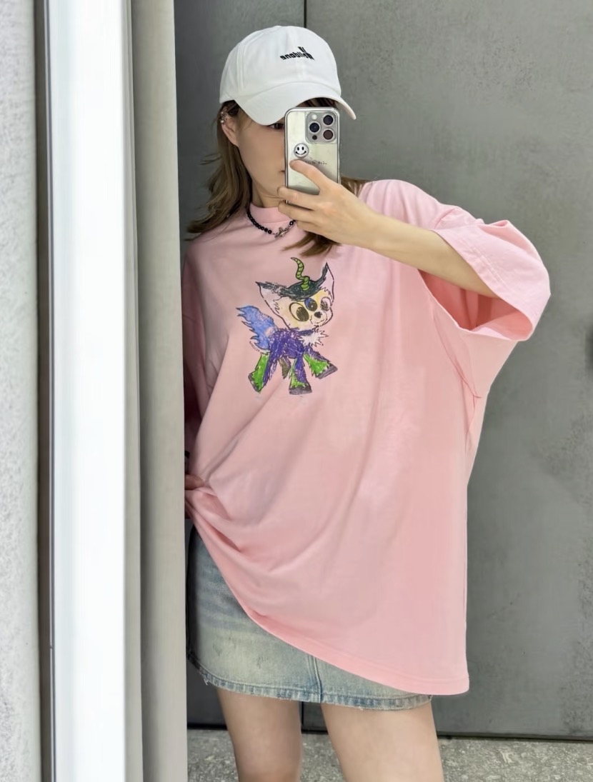 We11done Pink Jeff Monster Tee
