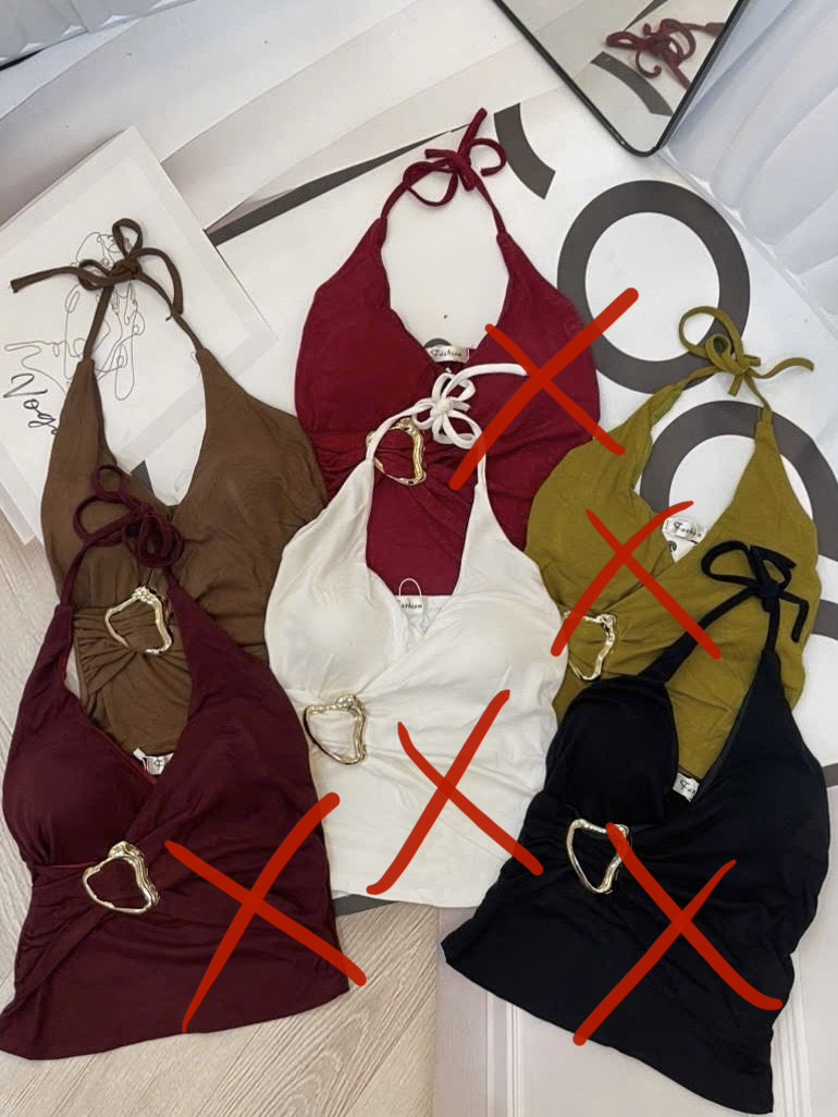 棕色露背吊帶背心