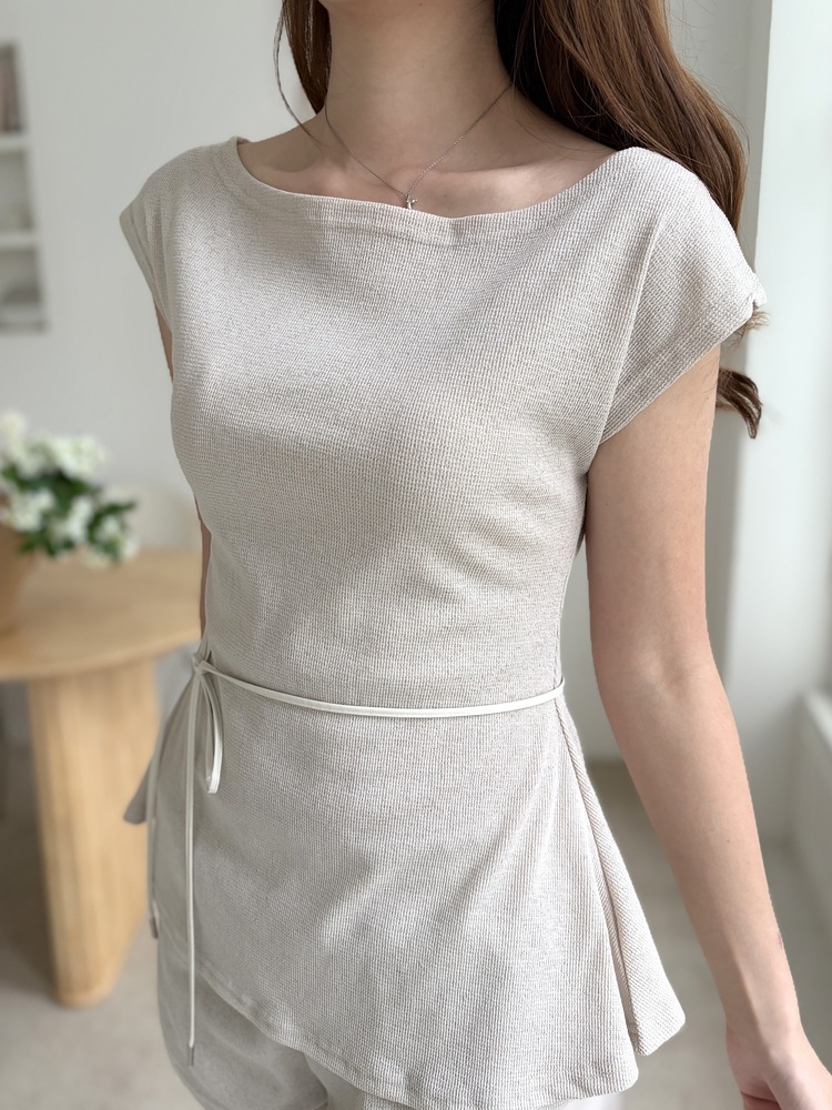 Elysian Boat Neck Belted Set (Mocha)