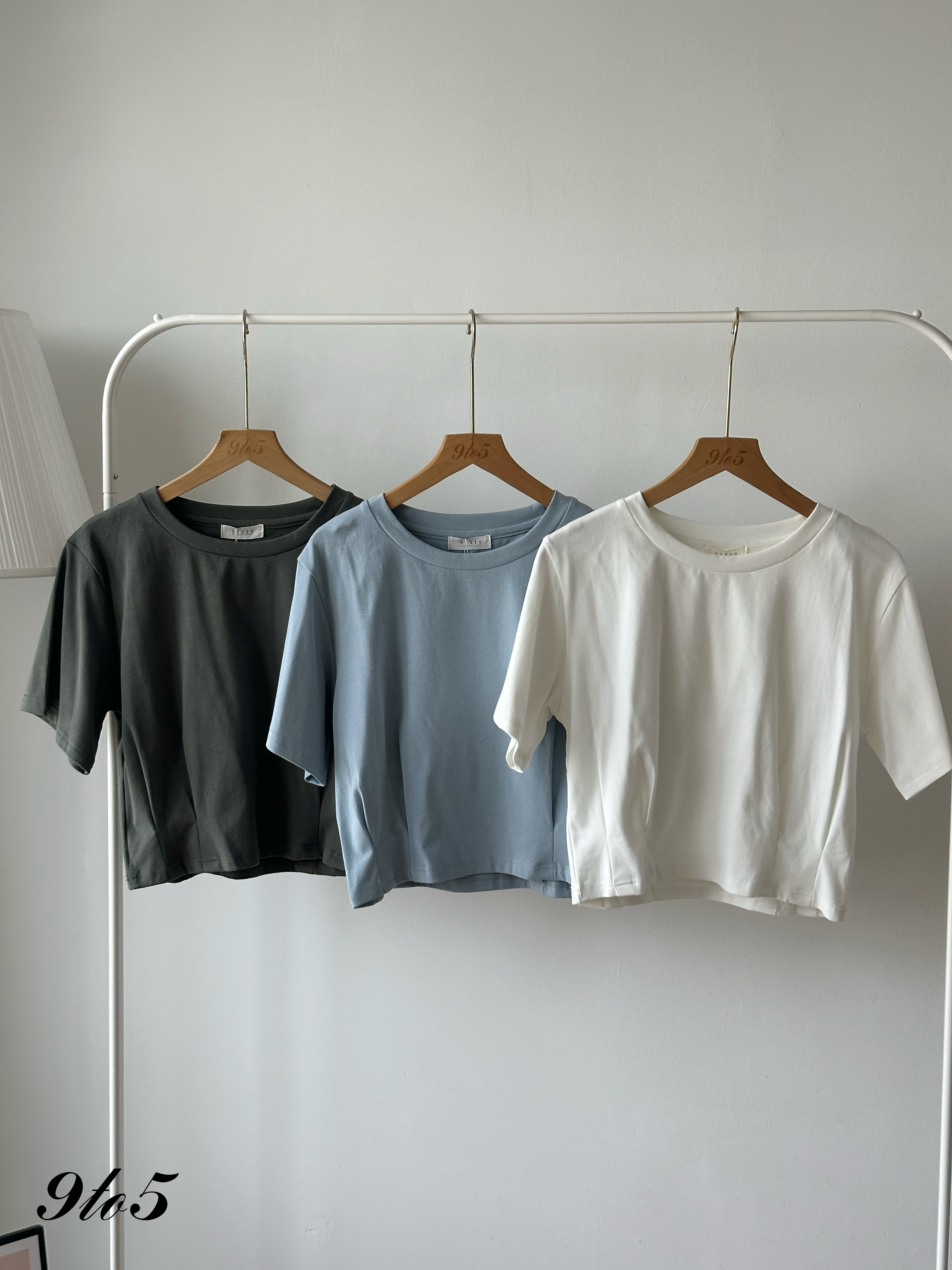 T4370 Short Sleeve Waisted Crop Top - 5 Colors 