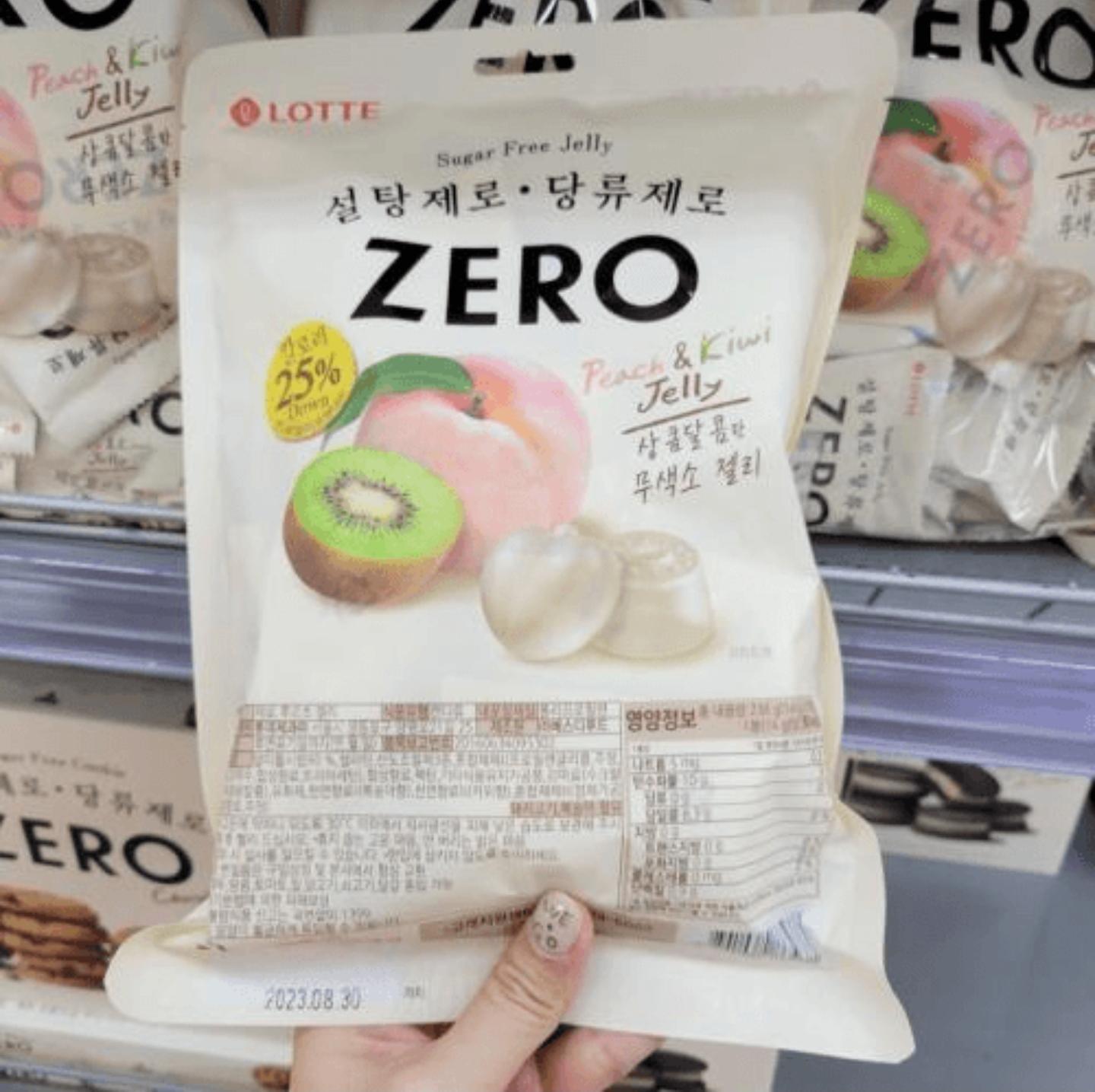 韓國 LOTTE 樂天 ZERO 無糖 奇異果桃軟糖 17小包