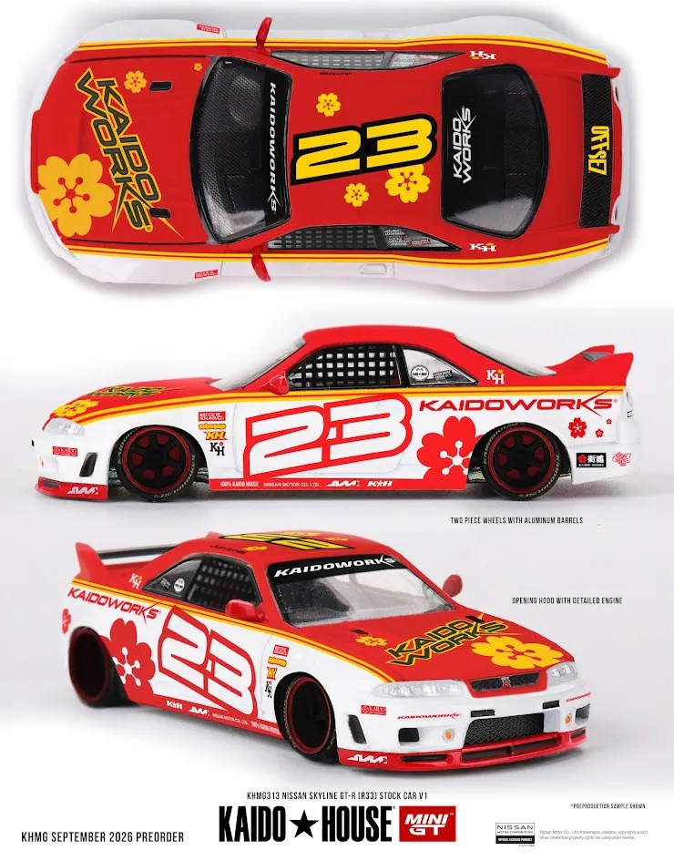 （預訂 Pre Order) KAIDO HOUSE x MINI GT  ( KHMG313 ) Nissan Skyline GT-R (R33) Kaido Stock Car V1