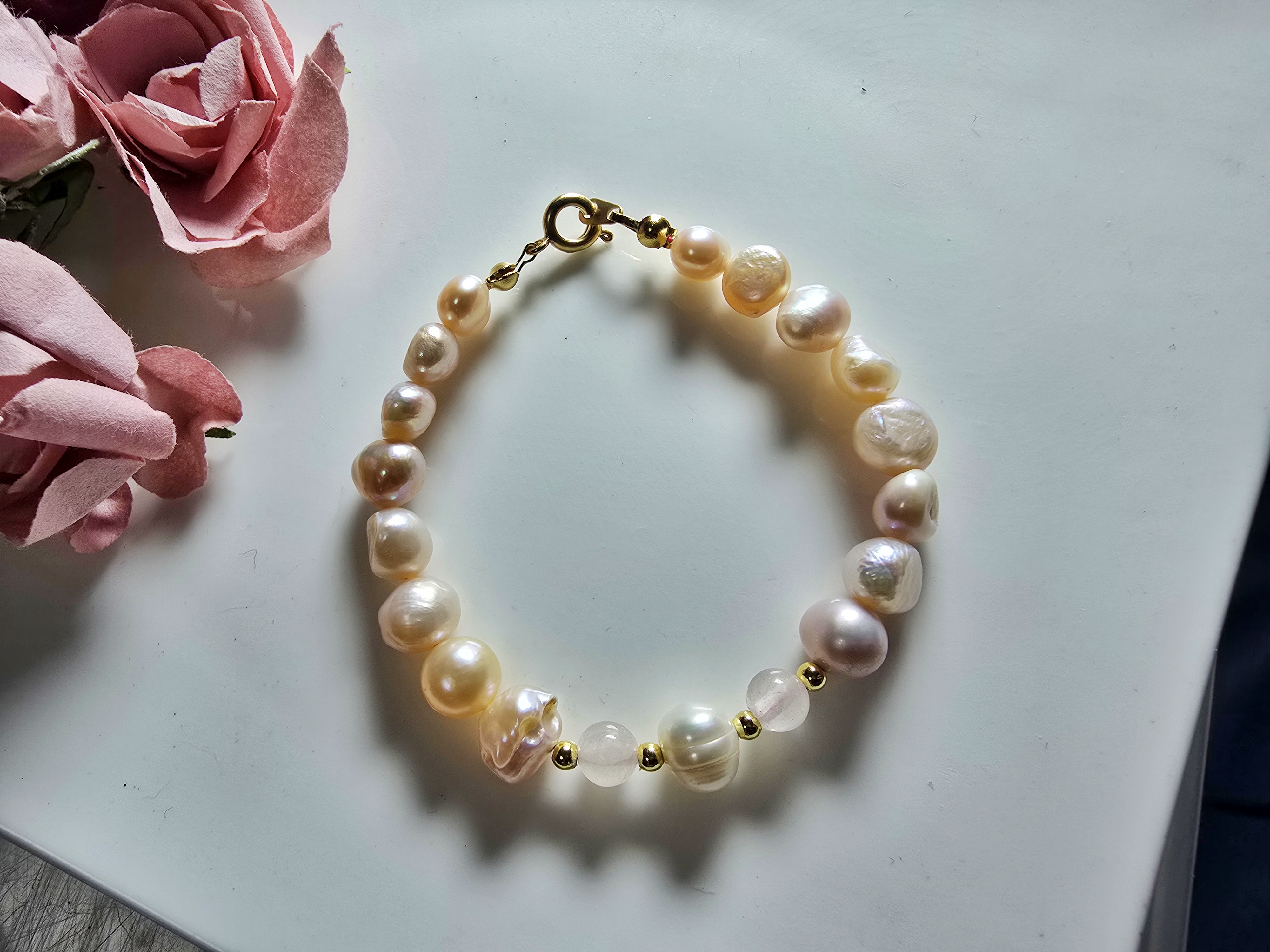 FWP0125-15  天然珍珠粉晶復古手鏈