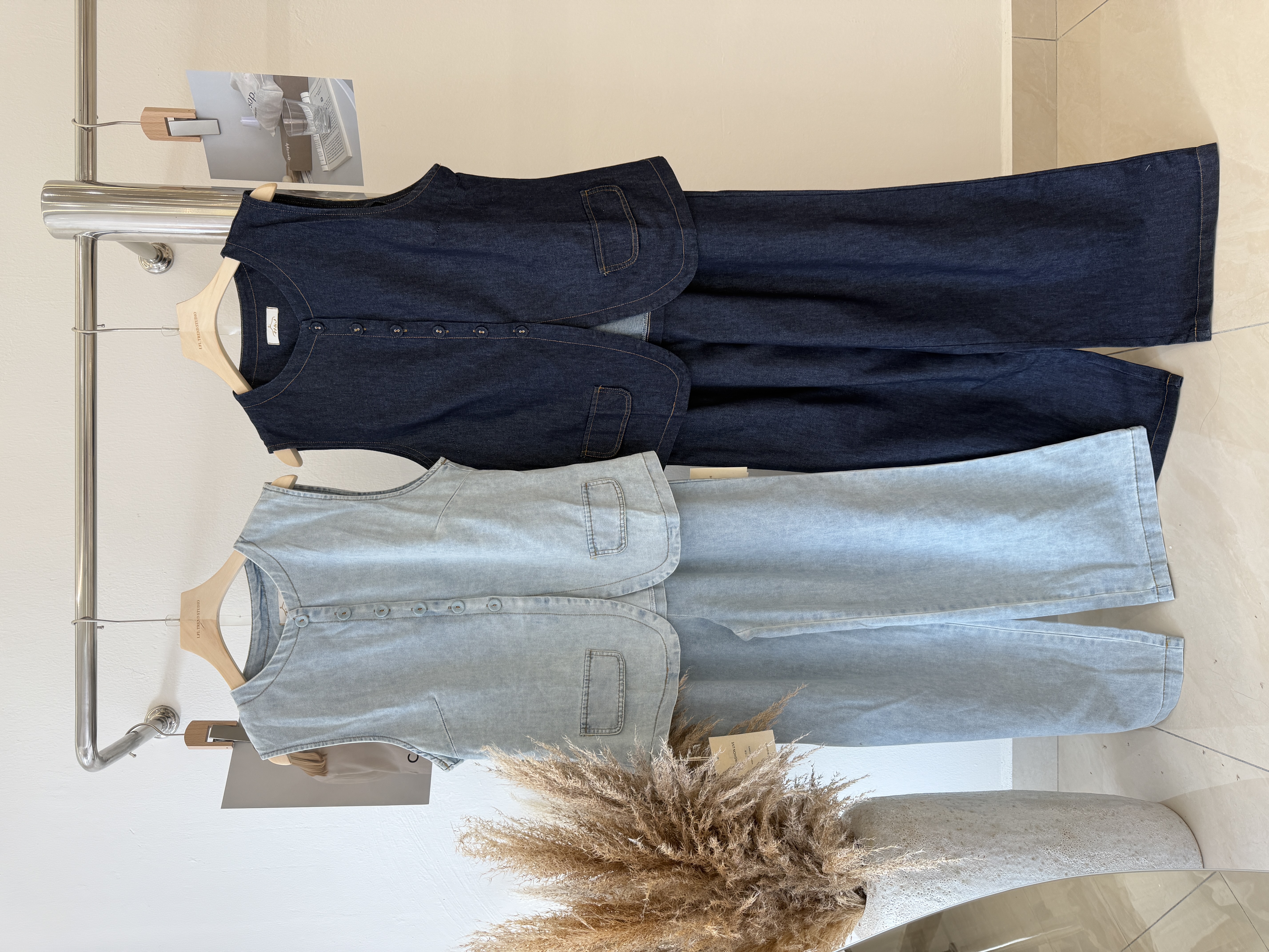 6518 老钱风气质牛仔套装