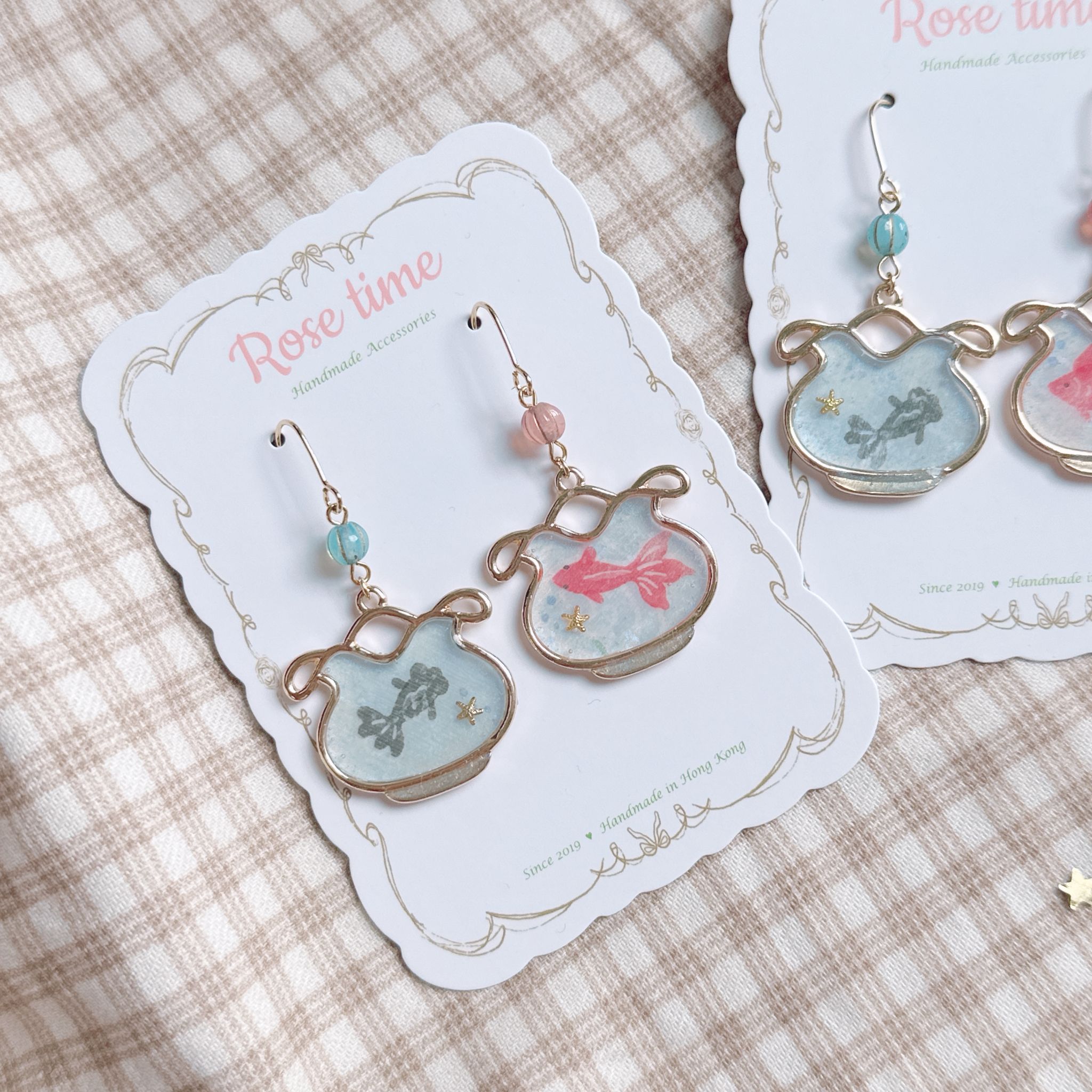 手繪 日本夏日祭金魚缸耳環