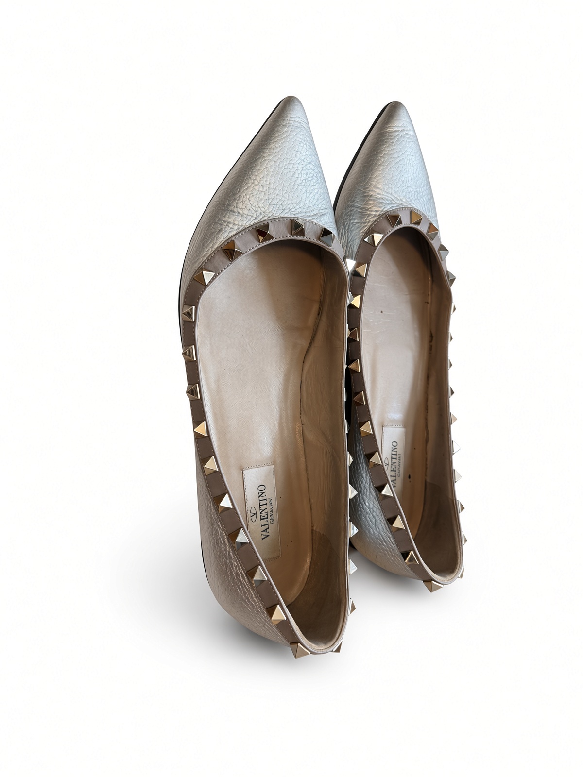 ［Preloved] New Valentino Garavani Rockstud silver pointed flats
