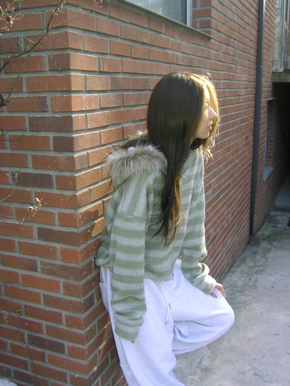 Striped Faux Fur Zip Hoodie(Unisex)