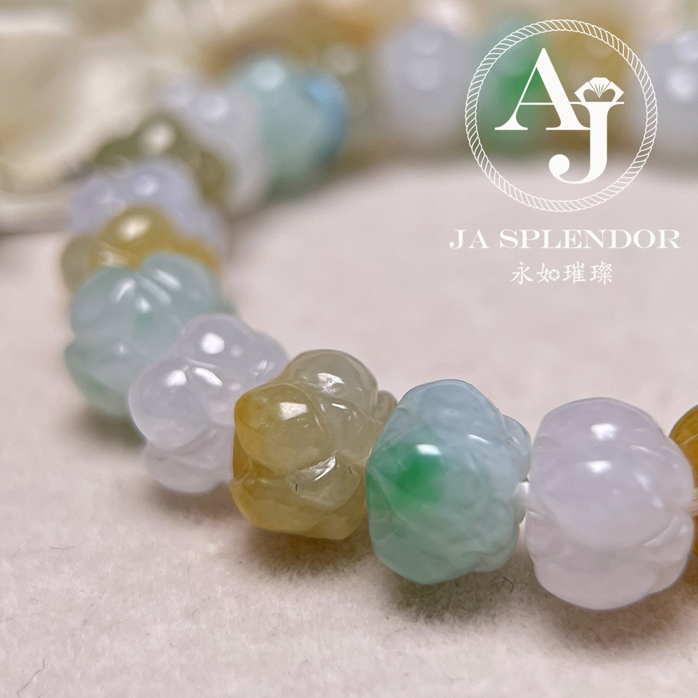 JB-254 - 冰種三彩福祿壽招貴人年年有餘蓮花手串