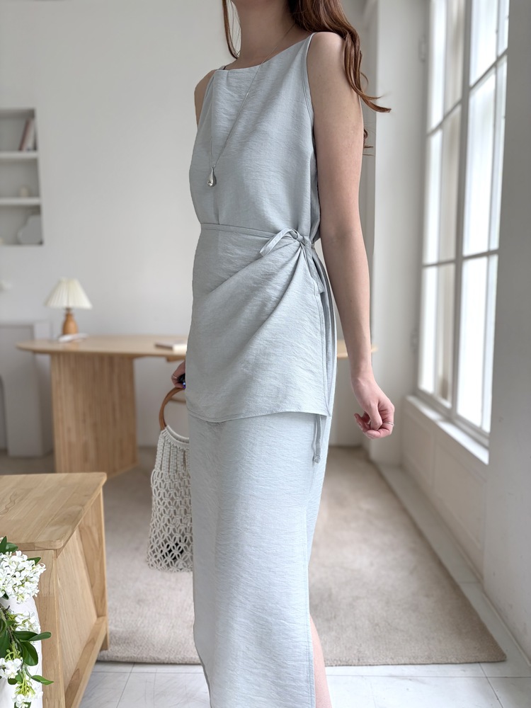 Boat Neck Layered Dress (Mint)