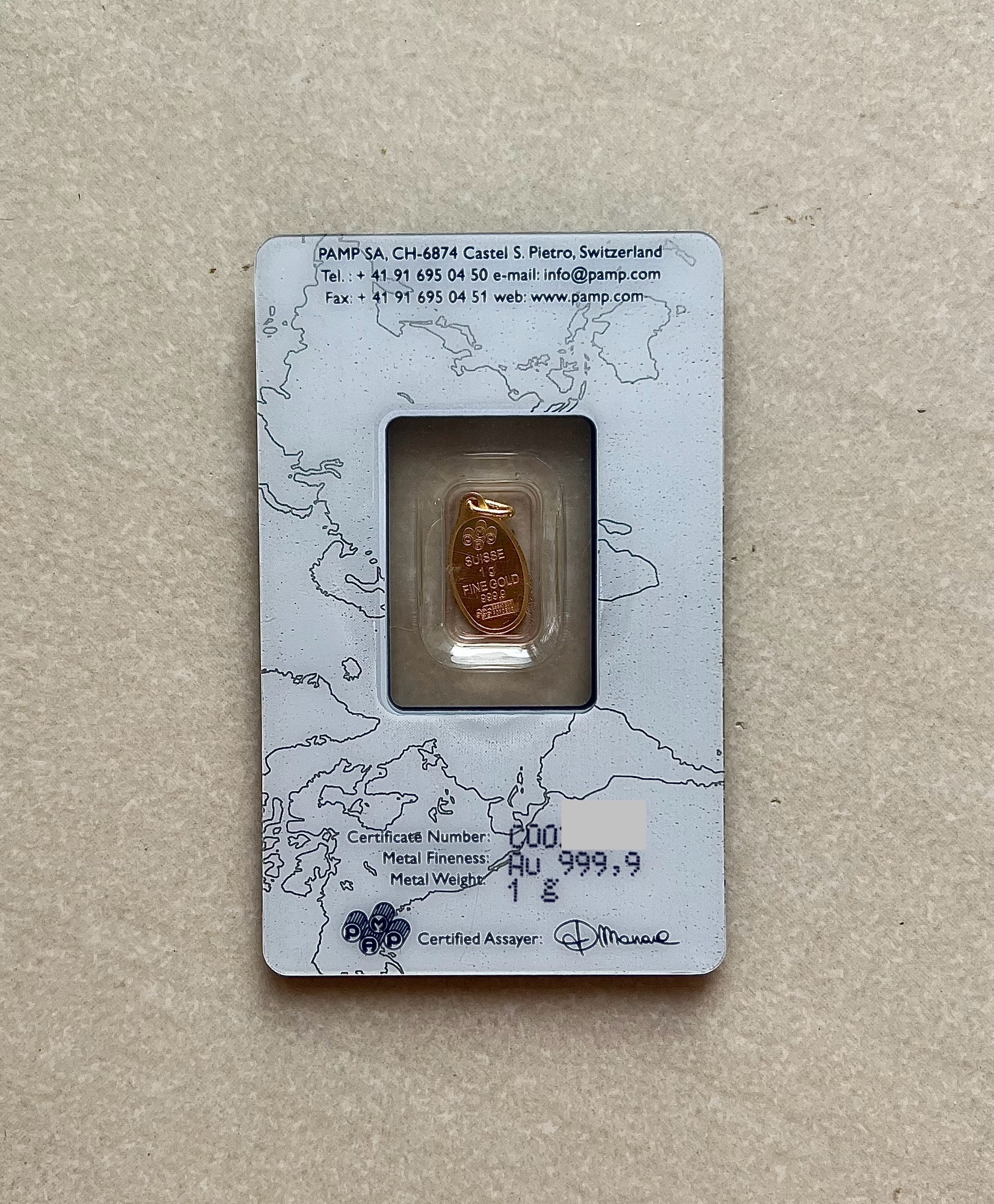 (SN2637) PAMP Rare Fortuna Pendant 1g (1.15g)🇨🇭Swiss Gold bar Emas 999.9