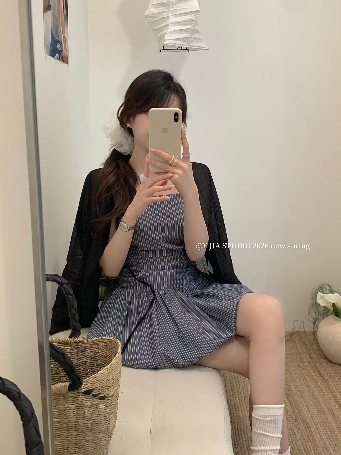 1772 Muse's Realm of Muses Two-Piece set 缪斯之境蓝条纹花苞裙套装 