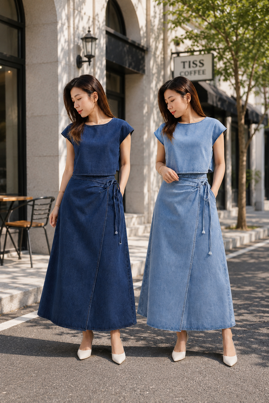 7090PRIUM JEANS DRESS SET 极简日系牛仔长裙套装