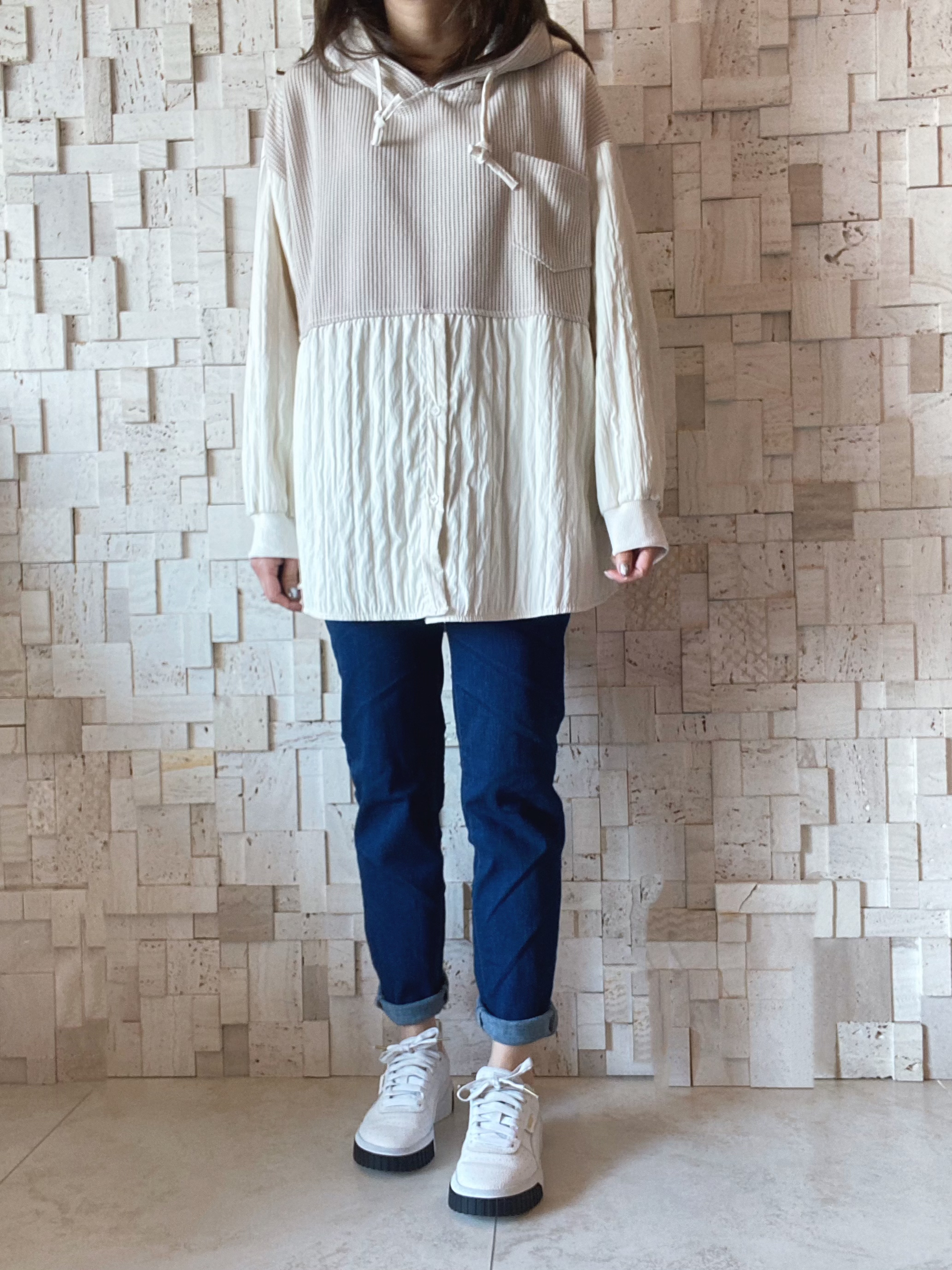 #2060 線棉拼皺布Top